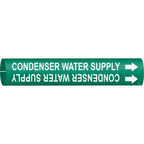 Marqueur de tuyau Condenser Water Supply, &agrave; pression, 2-13/16" h x 2-13/16" la, Blanc/vert - Brady 4041-D