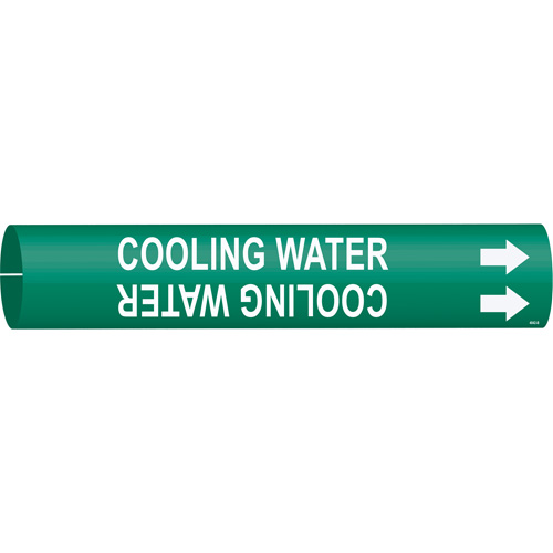 "Cooling Water" Pipe Marker, Snap-On, 7/8" H x 7/8" W, White on Green - Brady 4042-B