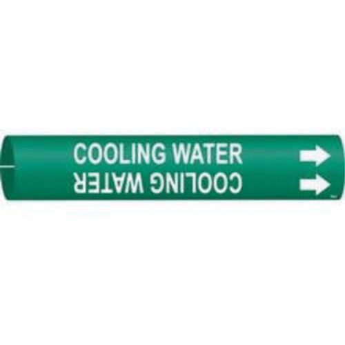 "Cooling Water" Pipe Marker, Snap-On, 2" H x 2" W, White on Green - Brady 4042-C