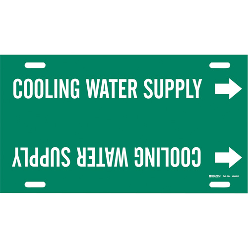 "Cooling Water Supply" Pipe Marker, Strap-On, 10" H x 24" W, White on Green - Brady 4044-G