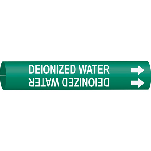 Marqueur de tuyau Deionized Water, &agrave; pression, 7/8" h x 7/8" la, Blanc/vert - Brady 4046-B