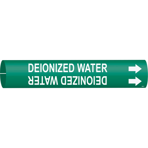 Marqueur de tuyau Deionized Water, &agrave; pression, 2" h x 2" la, Blanc/vert - Brady 4046-C