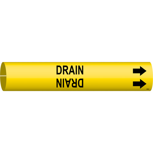 Marqueur de tuyau Drain, &agrave; pression, 7/8" h x 7/8" la, Noir sur jaune - Brady 4054-B
