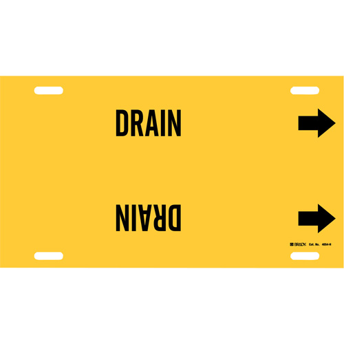 Marqueur de tuyau Drain, &agrave; attacher, 10" h x 32" la, Noir sur jaune - Brady 4054-H