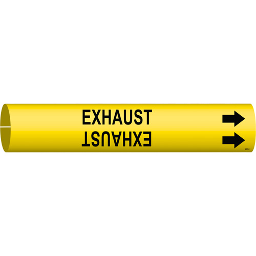 "Exhaust" Pipe Marker, Snap-On, 2" H x 2" W, Black on Yellow - Brady 4057-C