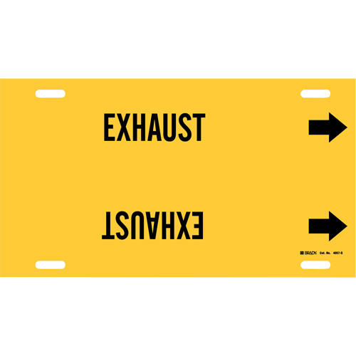 "Exhaust" Pipe Marker, Strap-On, 10" H x 24" W, Black on Yellow - Brady 4057-G