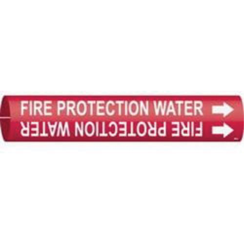 "Fire Protection Water" Pipe Marker, Snap-On, 13/16" H x 13/16" W, White on Red - Brady 4060-A