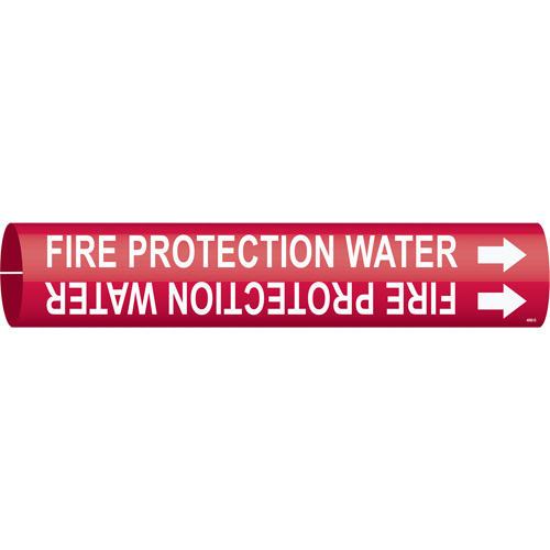 Marqueur de tuyau Fire Protection Water, &agrave; pression, 2-13/16" h x 2-13/16" la, Blanc/rouge - Brady 4060-D