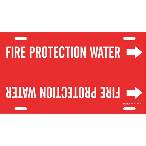 Marqueur de tuyau Fire Protection Water, &agrave; attacher, 10" h x 32" la, Blanc/rouge - Brady 4060-H