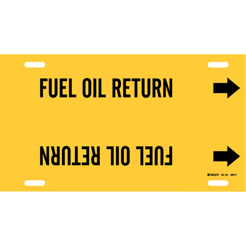 "Fuel Oil Return" Pipe Marker, Strap-On, 8" H x 16" W, Black on Yellow - Brady 4064-F