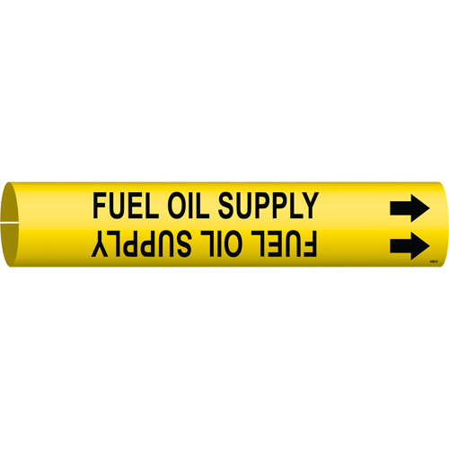 "Fuel Oil Supply" Pipe Marker, Snap-On, 2-13/16" H x 2-13/16" W, Black on Yellow - Brady 4065-D