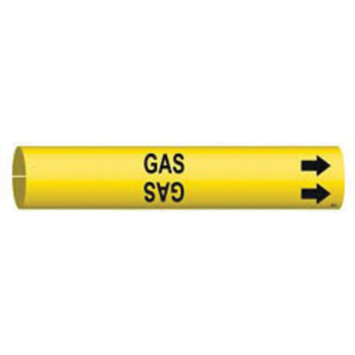 Marqueur de tuyau Gas, &agrave; pression, 7/8" h x 7/8" la, Noir sur jaune - Brady 4067-B