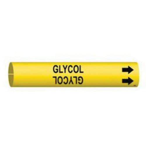 Marqueur de tuyau Glycol, &agrave; pression, 13/16" h x 13/16" la, Noir sur jaune - Brady 4068-A