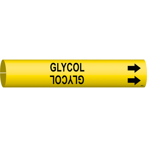 Marqueur de tuyau Glycol, &agrave; pression, 7/8" h x 7/8" la, Noir sur jaune - Brady 4068-B
