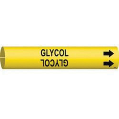 "Glycol" Pipe Marker, Snap-On, 2" H x 2" W, Black on Yellow - Brady 4068-C