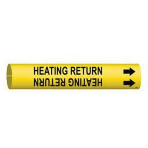 "Heating Return" Pipe Marker, Snap-On, 13/16" H x 13/16" W, Black on Yellow - Brady 4070-A