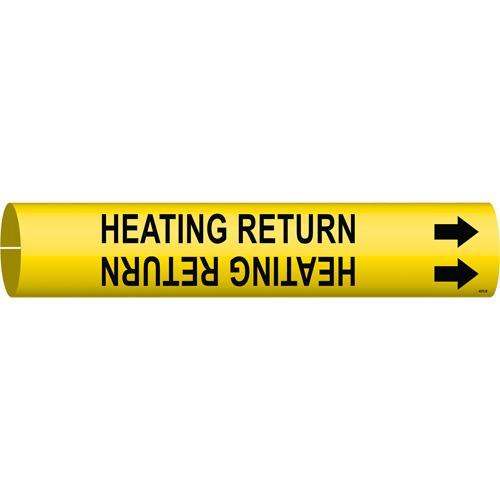 Marqueur de tuyau Heating Return, &agrave; pression, 7/8" h x 7/8" la, Noir sur jaune - Brady 4070-B