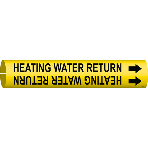 Marqueur de tuyau Heating Water Return, &agrave; pression, 7/8" h x 7/8" la, Noir sur jaune - Brady 4072-B