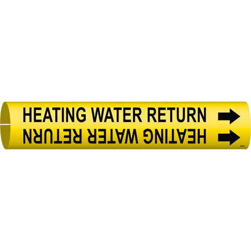 "Heating Water Return" Pipe Marker, Snap-On, 2-13/16" H x 2-13/16" W, Black on Yellow - Brady 4072-D