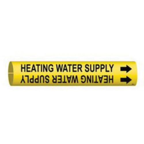 Marqueur de tuyau Heating Water Supply, &agrave; pression, 2-13/16" h x 2-13/16" la, Noir sur jaune - Brady 4073-D