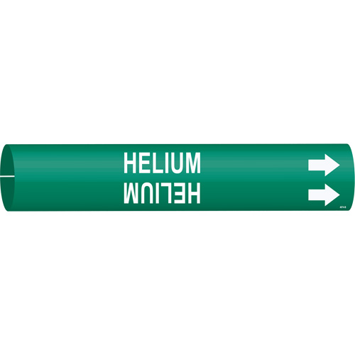 "Helium" Pipe Marker, Snap-On, 7/8" H x 7/8" W, White on Green - Brady 4074-B