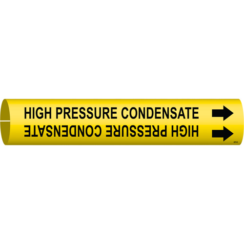 "High Pressure Condensate" Pipe Marker, Snap-On, 2-13/16" H x 2-13/16" W, Black on Yellow - Brady 4076-D