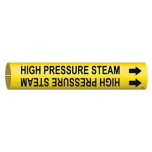 "High Pressure Steam" Pipe Marker, Snap-On, 13/16" H x 13/16" W, Black on Yellow - Brady 4077-A