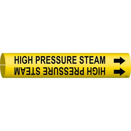 Marqueur de tuyau High Pressure Steam, &agrave; pression, 2-13/16" h x 2-13/16" la, Noir sur jaune - Brady 4077-D
