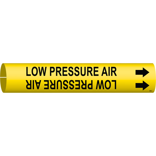 "Low Pressure Air" Pipe Marker, Snap-On, 2" H x 2" W, Black on Yellow - Brady 4090-C