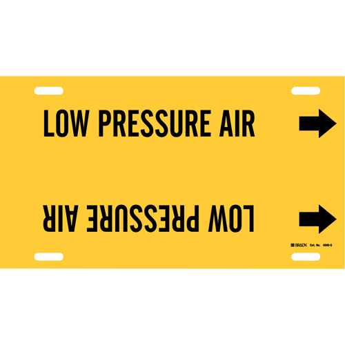 "Low Pressure Air" Pipe Marker, Strap-On, 10" H x 24" W, Black on Yellow - Brady 4090-G