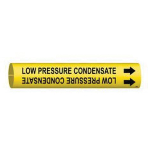 "Low Pressure Condensate" Pipe Marker, Snap-On, 7/8" H x 7/8" W, Black on Yellow - Brady 4091-B