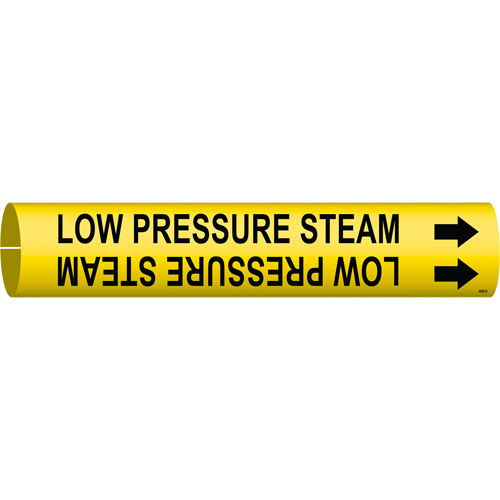 "Low Pressure Steam" Pipe Marker, Snap-On, 2-13/16" H x 2-13/16" W, Black on Yellow - Brady 4092-D