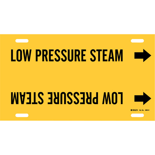Marqueur de tuyau Low Pressure Steam, &agrave; attacher, 10" h x 32" la, Noir sur jaune - Brady 4092-H