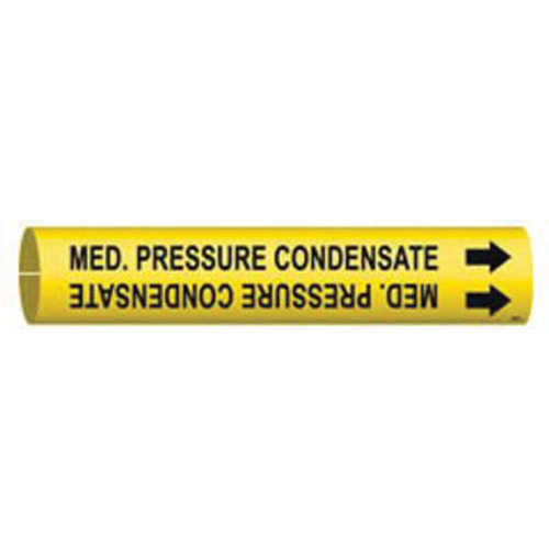 Marqueur de tuyau Med. Pressure Condensate, &agrave; pression, 7/8" h x 7/8" la, Noir sur jaune - Brady 4094-B