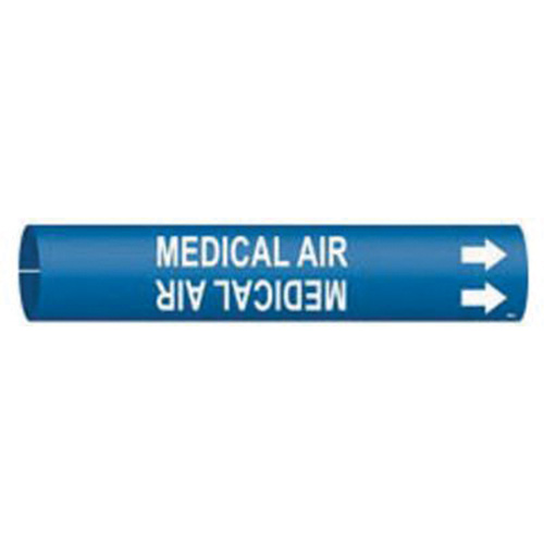 Marqueur de tuyau Medical Air, &agrave; pression, 13/16" h x 13/16" la, Blanc/bleu - Brady 4096-A