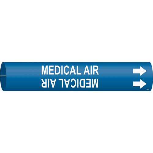 "Medical Air" Pipe Marker, Snap-On, 7/8" H x 7/8" W, White on Blue - Brady 4096-B