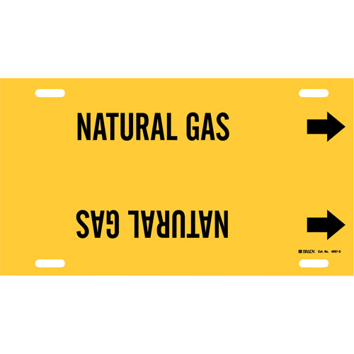 "Natural Gas" Pipe Marker, Strap-On, 10" H x 24" W, Black on Yellow - Brady 4097-G