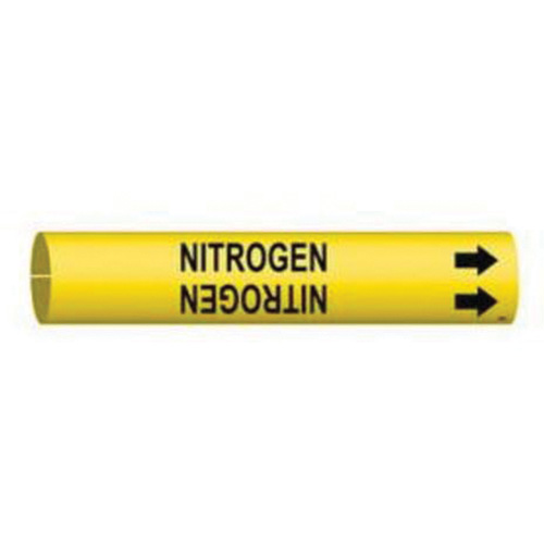 "Nitrogen" Pipe Marker, Snap-On, 2" H x 2" W, Black on Yellow - Brady 4098-C