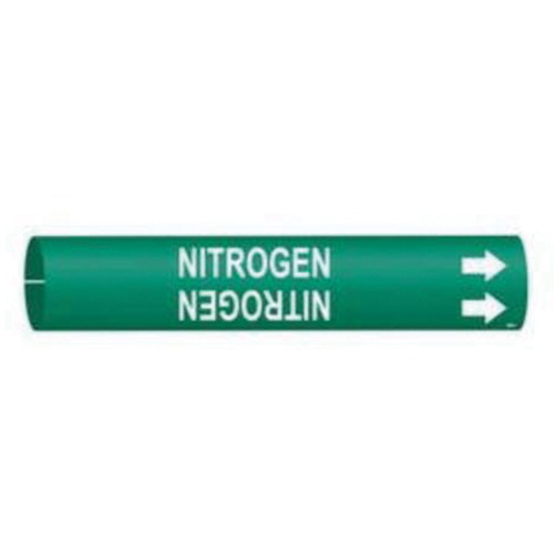Marqueur de tuyau Nitrogen, &agrave; pression, 2" h x 2" la, Blanc/vert - Brady 4099-C