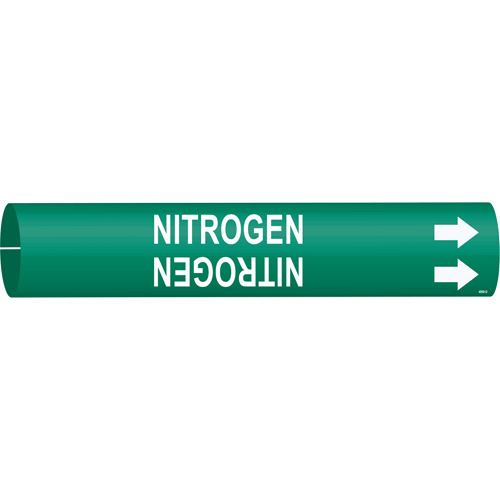 Marqueur de tuyau Nitrogen, &agrave; pression, 2-13/16" h x 2-13/16" la, Blanc/vert - Brady 4099-D