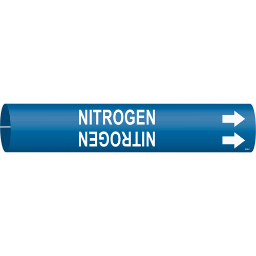 Marqueur de tuyau Nitrogen, &agrave; pression, 7/8" h x 7/8" la, Blanc/bleu - Brady 4100-B