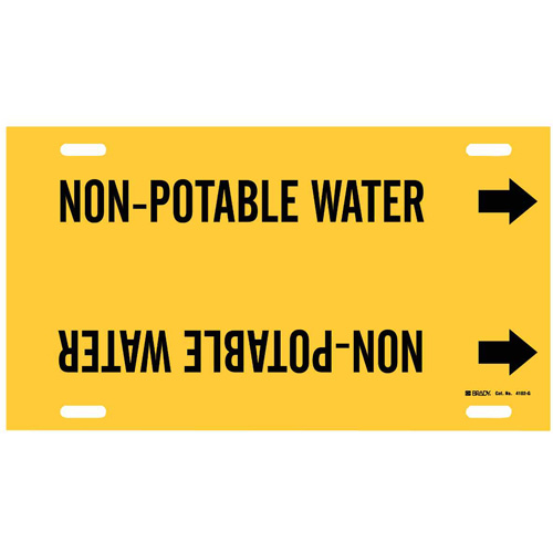 Marqueur de tuyau Non-Potable Water, &agrave; attacher, 10" h x 24" la, Noir sur jaune - Brady 4102-G