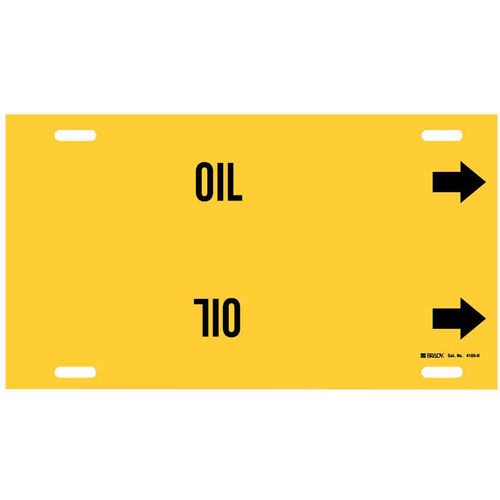 Marqueur de tuyau Oil, &agrave; attacher, 10" h x 32" la, Noir sur jaune - Brady 4103-H