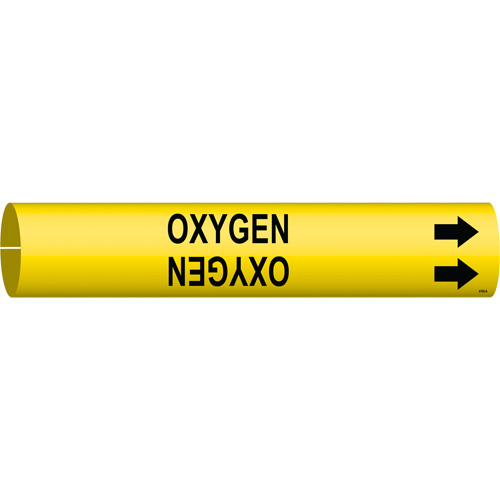 Marqueur de tuyau Oxygen, &agrave; pression, 13/16" h x 13/16" la, Noir sur jaune - Brady 4105-A