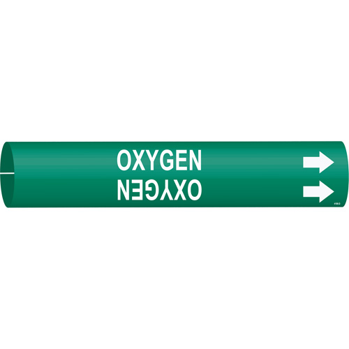 Marqueur de tuyau Oxygen, &agrave; pression, 2-13/16" h x 2-13/16" la, Blanc/vert - Brady 4106-D