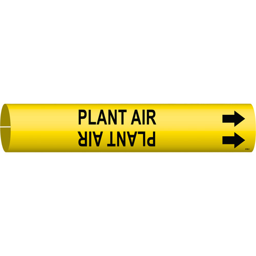 "Plant Air" Pipe Marker, Snap-On, 2" H x 2" W, Black on Yellow - Brady 4108-C
