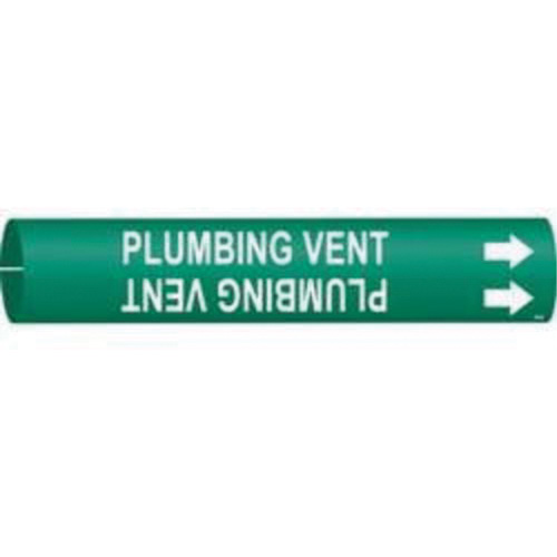 Marqueur de tuyau Plumbing Vent, &agrave; pression, 13/16" h x 13/16" la, Blanc/vert - Brady 4110-A