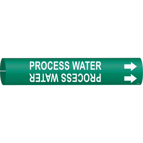 Marqueur de tuyau Process Water, &agrave; pression, 2-13/16" h x 2-13/16" la, Blanc/vert - Brady 4113-D