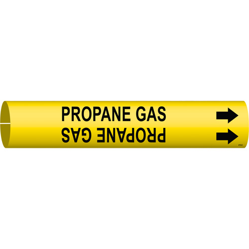 "Propane Gas" Pipe Marker, Snap-On, 2" H x 2" W, Black on Yellow - Brady 4114-C