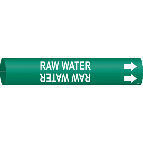 Marqueur de tuyau Raw Water, &agrave; pression, 7/8" h x 7/8" la, Blanc/vert - Brady 4116-B